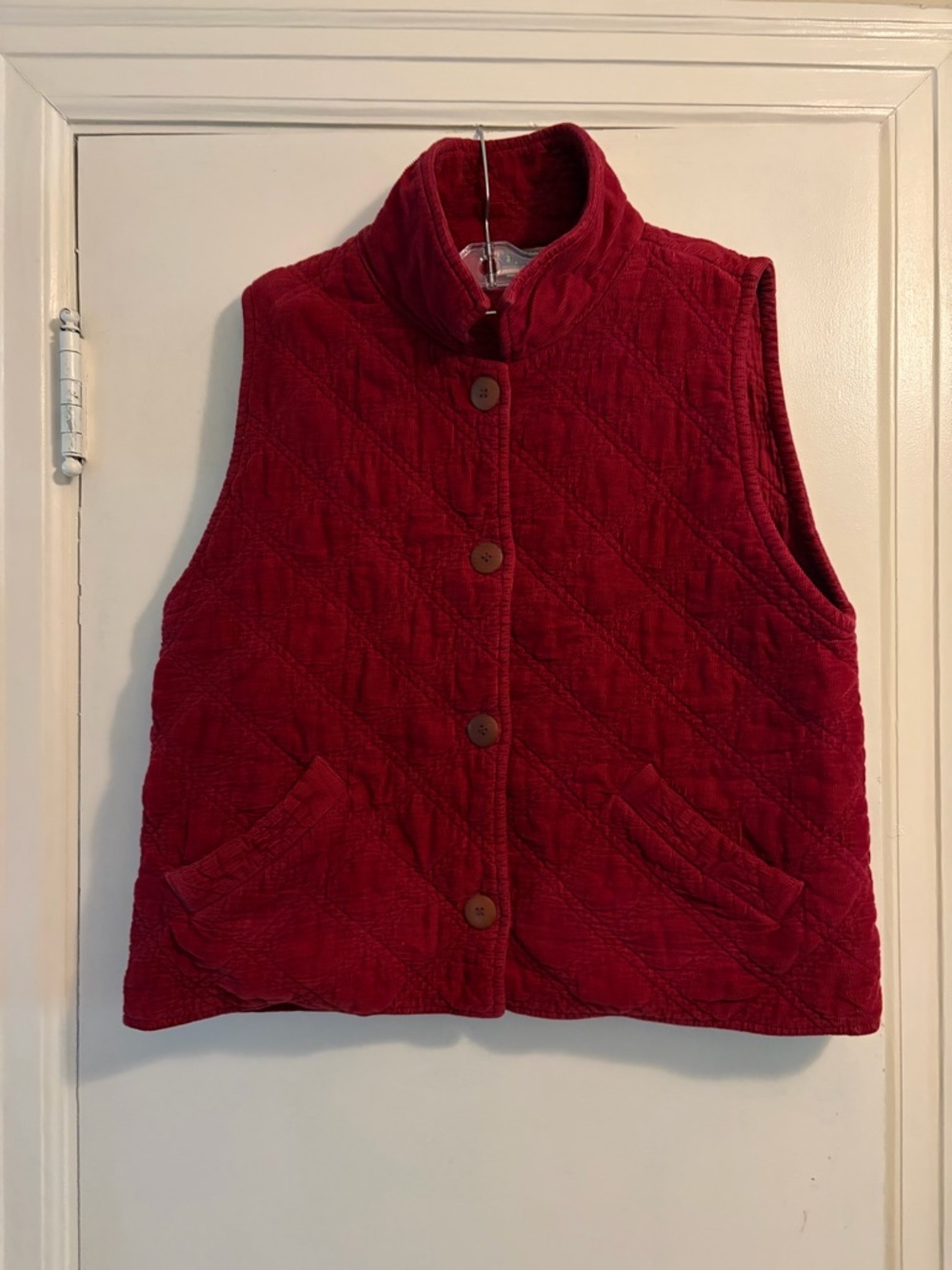 Eucalyptus 100% Cotton Red Quilted Corduroy Vest Size Medium